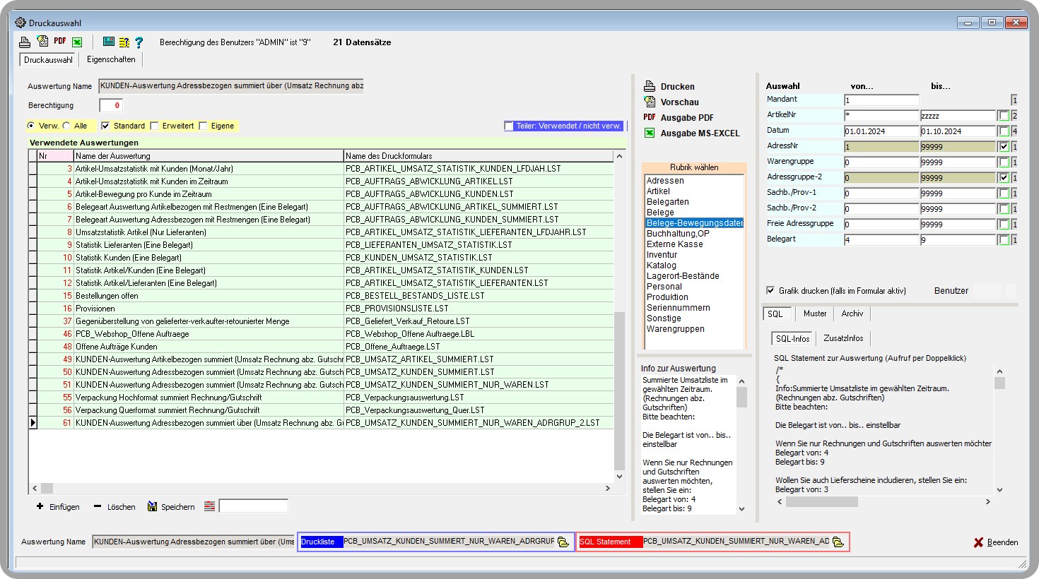 Individuelle Auswertungen
